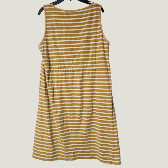 B-Home Womens Sleeveless Striped Mustard White Dress Casual Relaxed Fit Size M - Picture 2 of 6